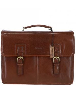 Ashwood Leather 'Gareth' Triple Gusset Heavy Duty Real Briefcase - Brown