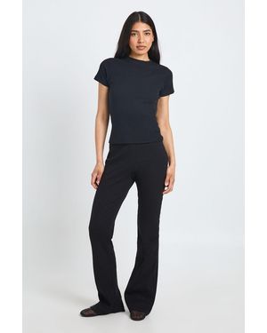 Boohoo Tall Basic Rib Flared Legging - Blue