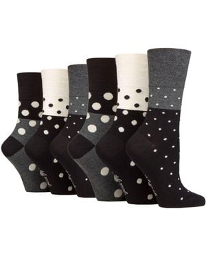 Gentle Grip 6 Pack Ladies Non Elastic Loose Top Bamboo Socks - Black