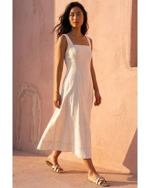 Roman Petite Linen Panel Midi Dress - Natural