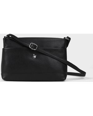 Assots London 'Sandra' Soft Nappa Full Grain Real Leather Crossbody Bag - Black