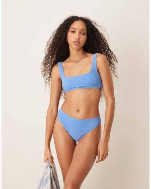 & Other Stories Mix And Match Crinkle High Leg Bikini Bottom - Blue