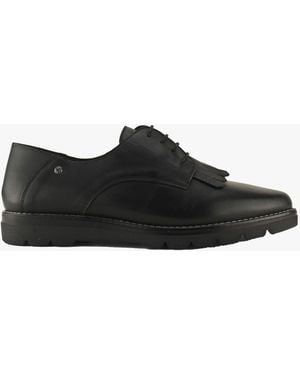 Pikolinos Riga Ladies Leather Flats Lace Up Shoes - Black