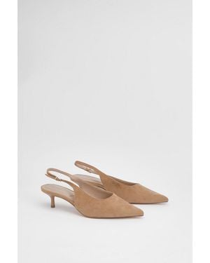 Oasis Jess Faux Suede Kitten Heel Slingback Court Shoes - White