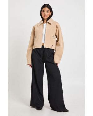 Boohoo Woven Elasticated Waist Drawstring Wide Leg Trouser - Blue