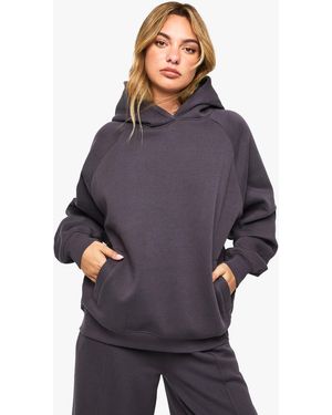 Boohoo Petite Raglan Seam Oversized Hoodie - Blue