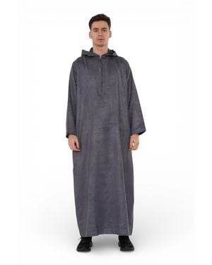 Thobez Hooded Eid Moroccan Jubba Robe Ramadan Eid Thobe - Blue