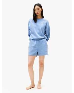 Tommy Hilfiger Logo Relaxed Lounge Shorts Brisk Cotton - Blue