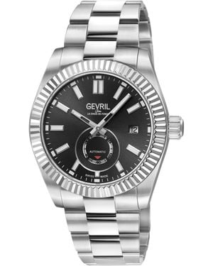 Gevril Automatic West Village 316L Stainless Steel Case, Sunray Dial, Bracelet - Grey