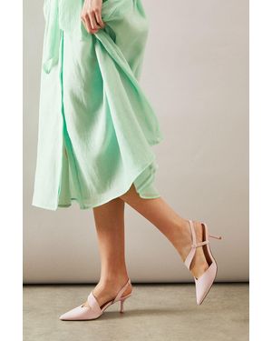 Wallis Wide Fit Evelyn Asymmetric Slingback Kitten Heel Court Shoes - Green