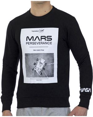 NASA Basic Long Sleeve And Round Collar Mars03S Sweatshirt - Black