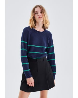 IKKS Striped Jumper With Ribbed Hem - Blue