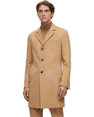 BOSS Hyde Tailored Fit Long Formal Coat - Natural