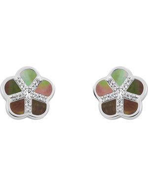 Orphelia 'Daisy' 925 Sterling Stud Earrings - Green