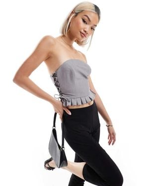 Miss Selfridge Tailored Bandeau Tie Side Corset Top - White