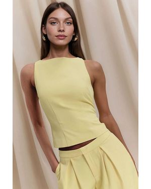 Hiccup Fitted Crew Neck Sleeveless Top - Yellow