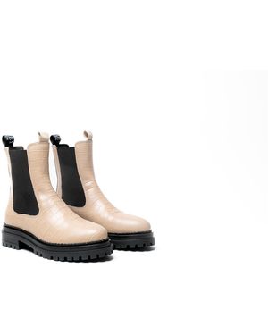 Stepney Workers Club Osprey London The Huckleberry Leather Cream Boots - Black