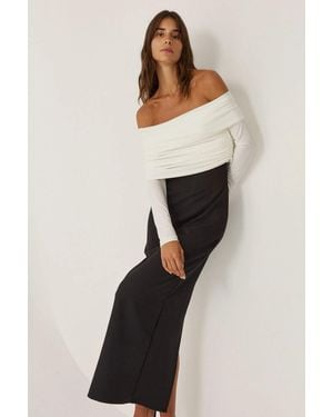 Hiccup Off-Shouılder Bodycon Maxi Dress - Black