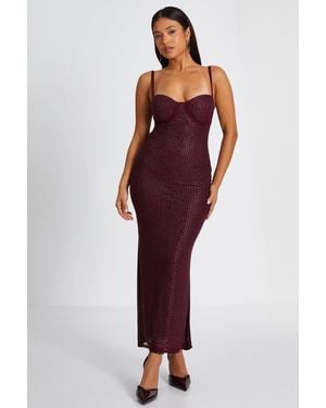 Quiz Petite Dark Embellished Maxi Dress - Red