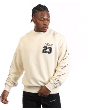 Off-White c/o Virgil Abloh Off Logo Skate Crewneck Sweatshirt - Natural