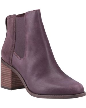 TOMS Ladies Evelyn Leather Boots (Plum) - Purple