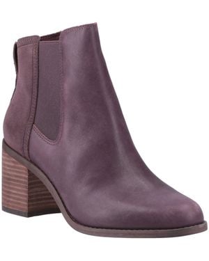 TOMS Evelyn Leather Plum Boots - Purple