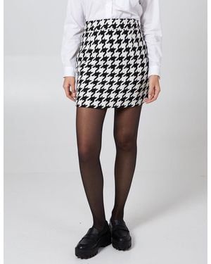 Blue Vanilla Dogtooth Mini Skirt - White