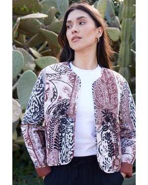 Threadbare Terracotta Embroidered Quilted Jacket - Grey