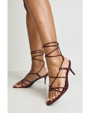 Boohoo Wide Fit Strappy Low Stiletto Heels - Natural