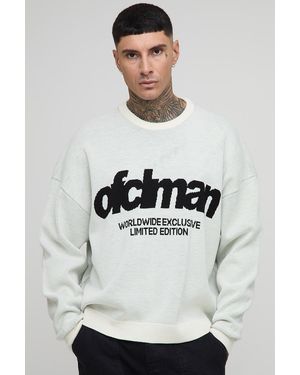 BoohooMAN Tall Oversized Boxy Knitted Jumper - White
