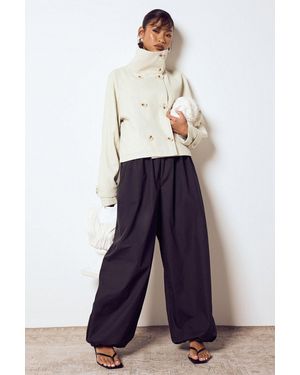 Boohoo Poplin Low Rise Concealed Waistband Balloon Trousers - Blue