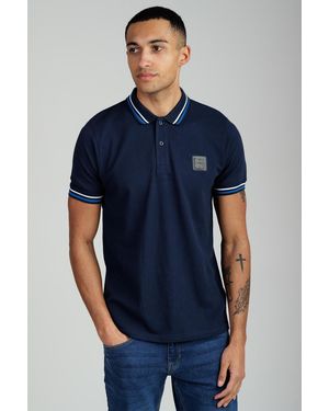 Foray Short Sleeve Cotton Pique Tipped Polo Shirt - Blue