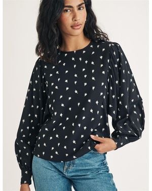 Nobody's Child Nobodys Regular Fit Crew Neck Long Sleeve Blouse - Blue