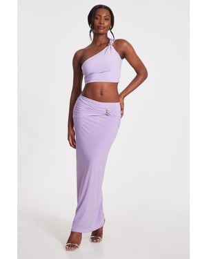 Quiz Bodycon Maxi Skirt - Purple