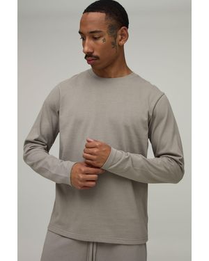 BoohooMAN Heavyweight Regular Fit Long Sleeve T-Shirt - Grey