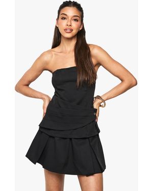 Boohoo Tailored Wrap Bandeau Mini Dress - Black