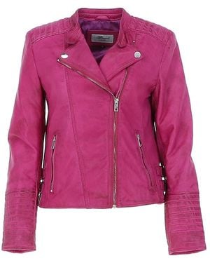 Ashwood Leather 'Casey' Real Biker Jacket - Pink