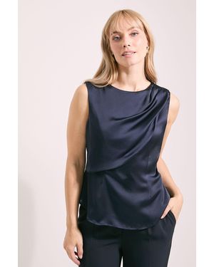PRINCIPLES Hammered Satin Caped Top - Blue