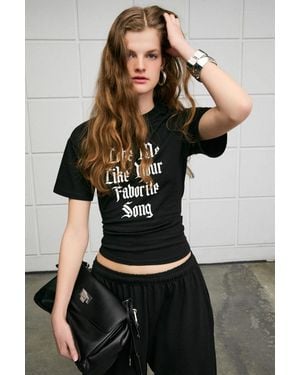 Grimelange Crew Neck Printed T-Shirt - Black