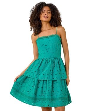 D.u.s.k Tiered Broderie Dress - Green