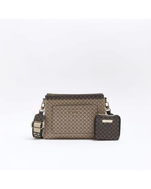 River Island Cross Body Bag Monogram - White
