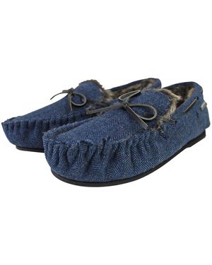 Dunlop Moccasin Slippers With Memory Foam - Blue