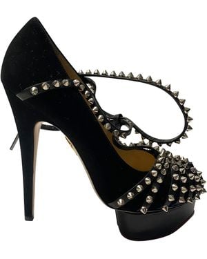 Charlotte Olympia Angry Portia Studded Platform Court Shoes - Black
