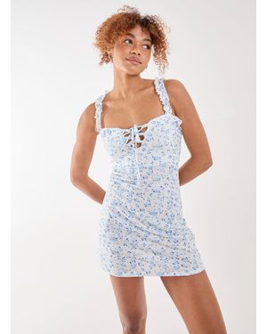 Pink Vanilla Ditsy Tie Skater Mini Dress - White