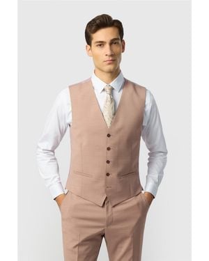 Ted Baker Single Breasted Five Button V-Neck Slim Fit Suit Waistcoat - Natural