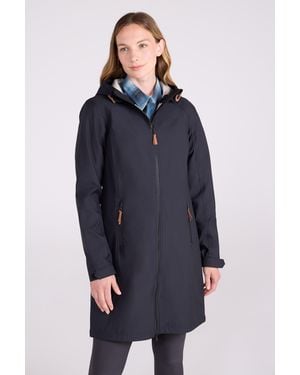 Mountain Warehouse 'Ioana' Longline Softshell Jacket Water Resistant Breathable Activewear - Blue