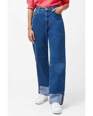 French Connection Cotton Stretch Straight Leg Turn Up Denim Jeans - Blue