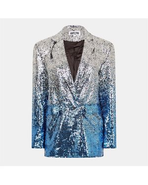 Amy Lynn Amylynn Sequin Blazer With Lapel Collar - Blue
