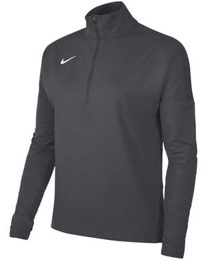 Nike Front Zipper Pocket Funnel Neck Long Sleeve Athletic Top - Grey