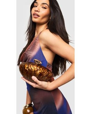 Boohoo Marbled Acrylic Clutch Bag - Brown